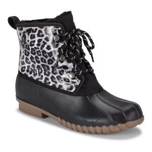 Baretraps Fernanda Women's Water Resistant Winter Duck Boots Ice Leopard Size 6M